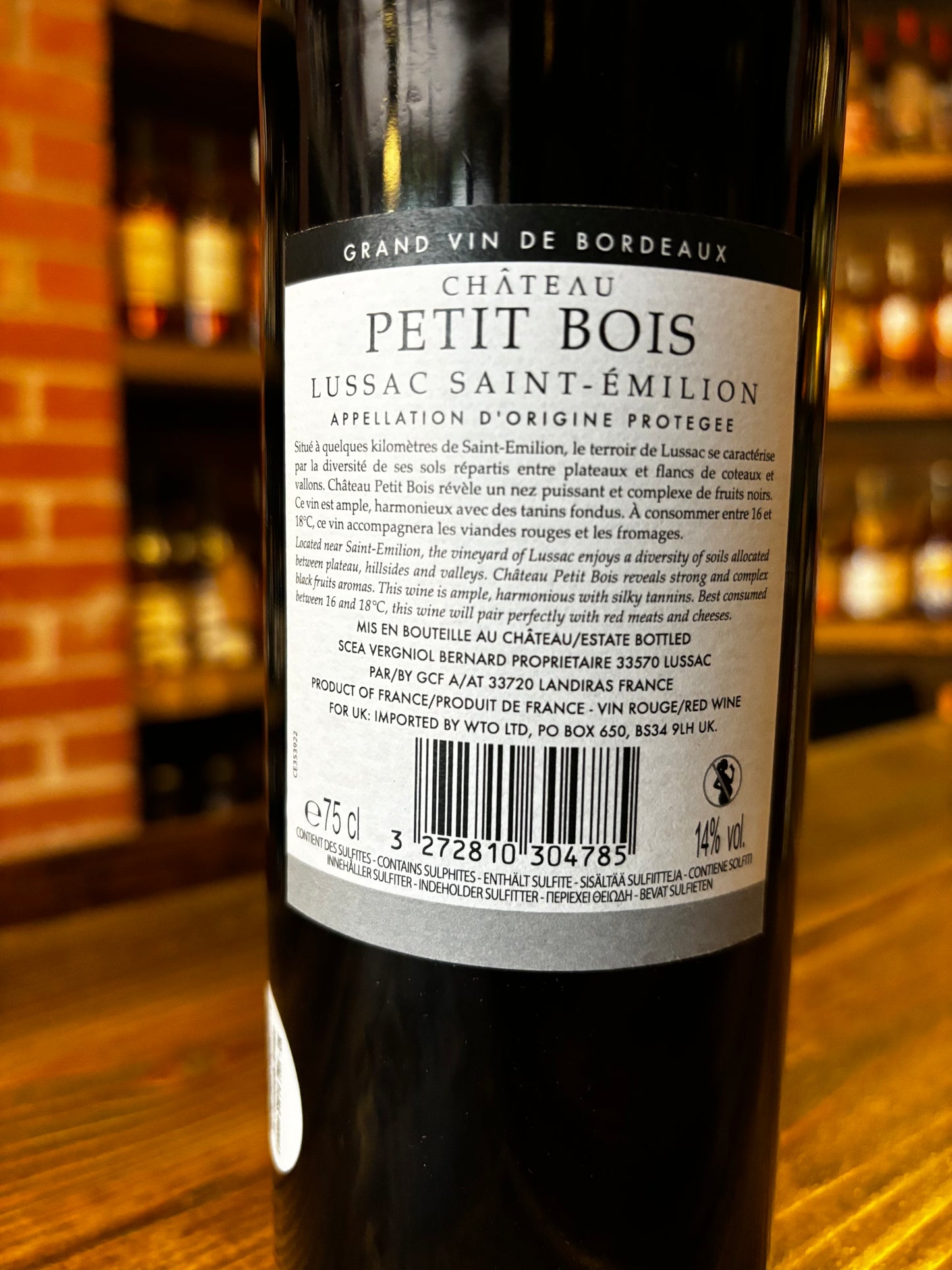 CHATEAU PETIT BOIS LUSSAC SAINT-EMILLION 2020