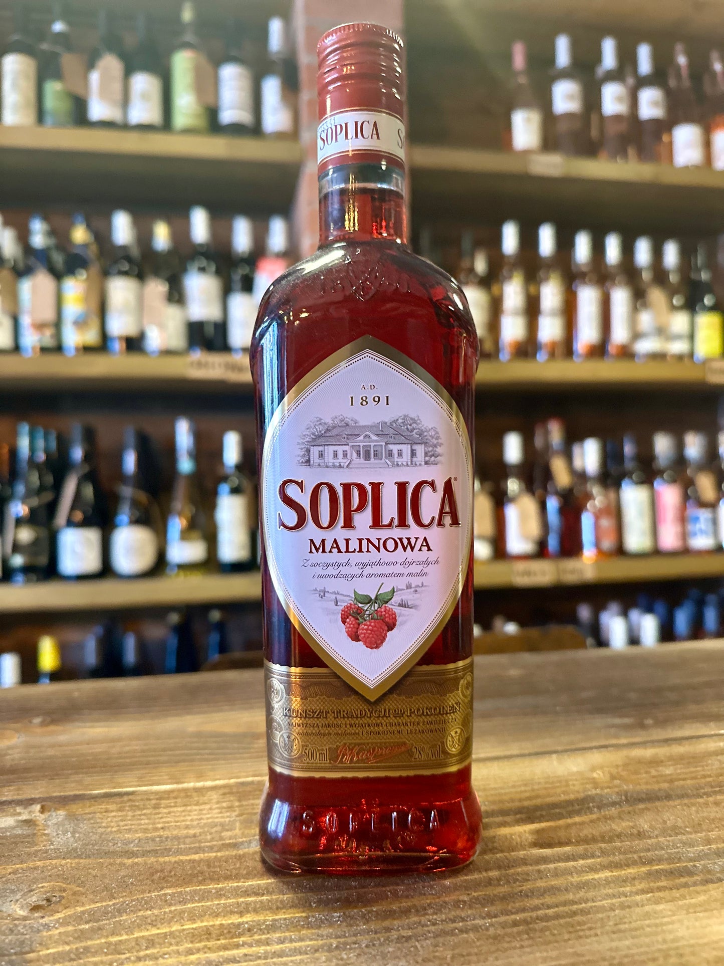 SOPLICA RASPBERRY 28% vol. 500 ml.